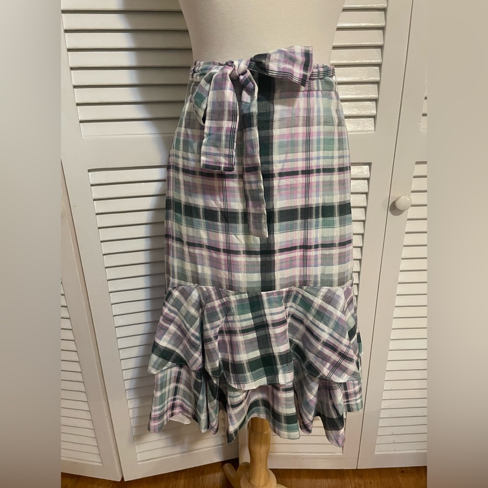 Summer plaid high low ruffle skirt by Ann Taylor